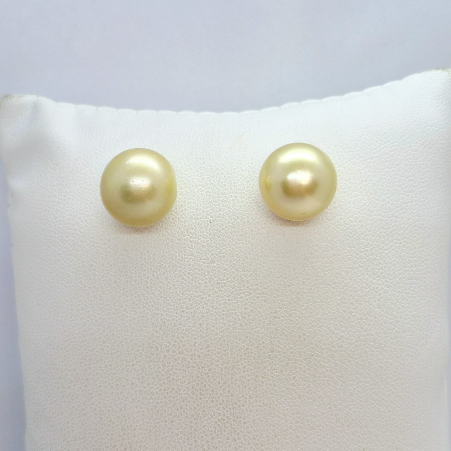 Natural 14mm South Sea Champagne Pearl Earrings in Solid 14K Gold