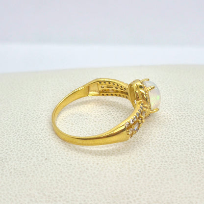 Natural 1ct Stone Ring with Topaz, Peridot or Opal in Gold Plated Sterling Silver