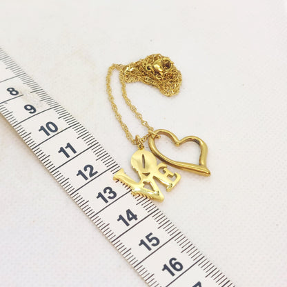 Love Heart Pendant with Stainless Steel Gold Plated Chain Necklace
