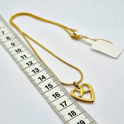 Heart Infinity Pendant Necklace in Gold Platted Stainless Steel