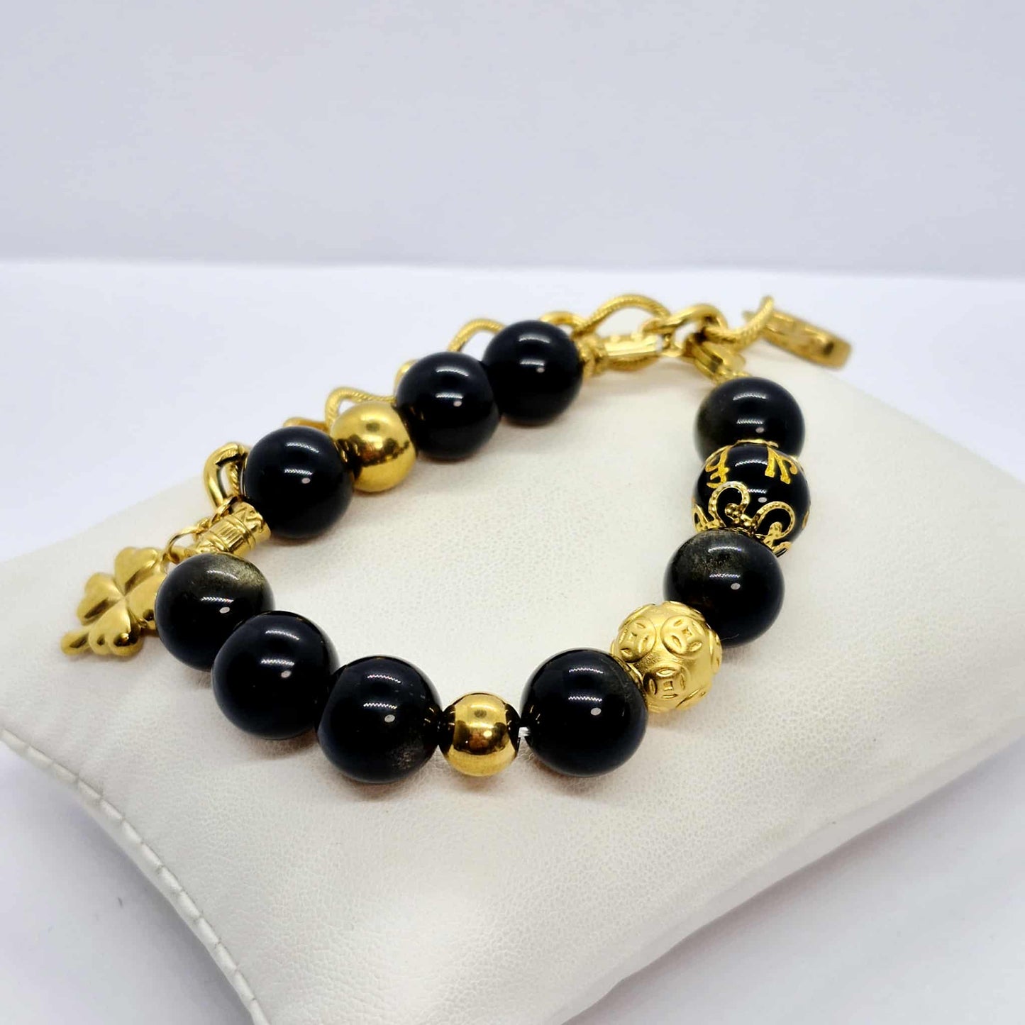 Natural Golden Obsidian Bracelet in 12mm Stones