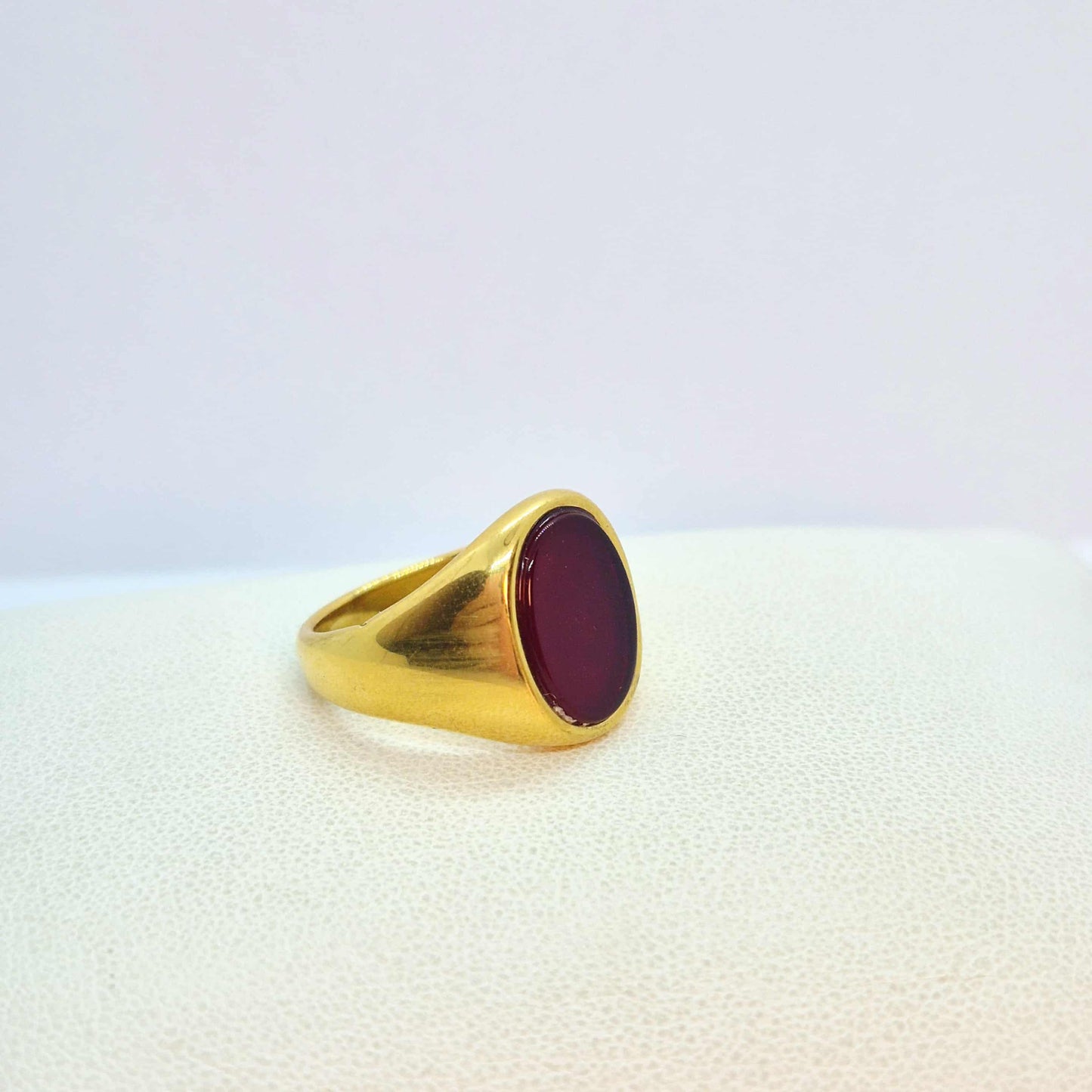 Natural Stone Ring in Gold Plated Stainless Steel, Lapis, Red Onyx and Turquoise