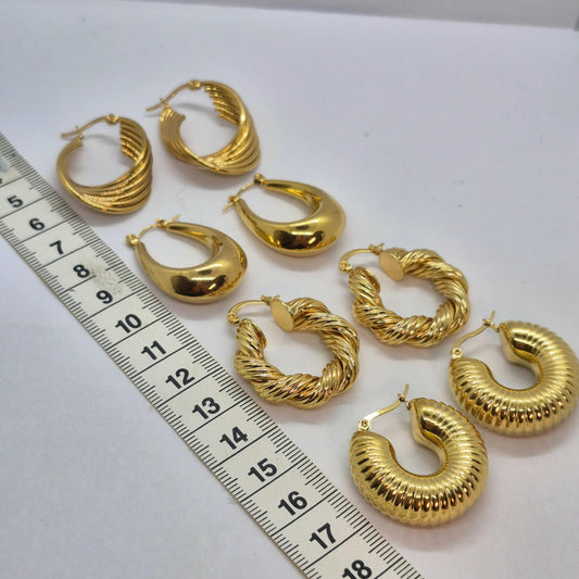 Hoop Dangle Earrings in Gold Plated Stainless Steel