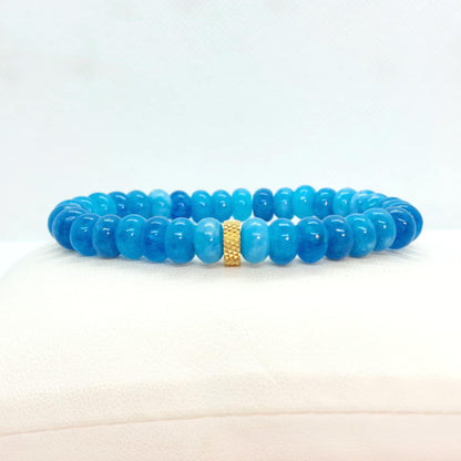 Natural Blue Apatite Bracelet with 8x5mm Stones