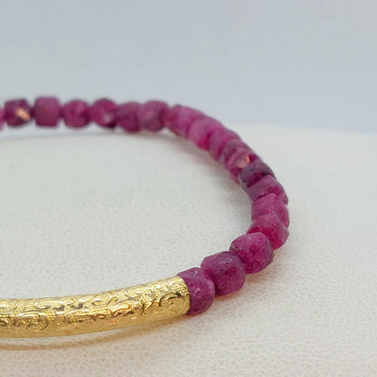 Natural Ruby Stone Bracelet with 4mm Stones