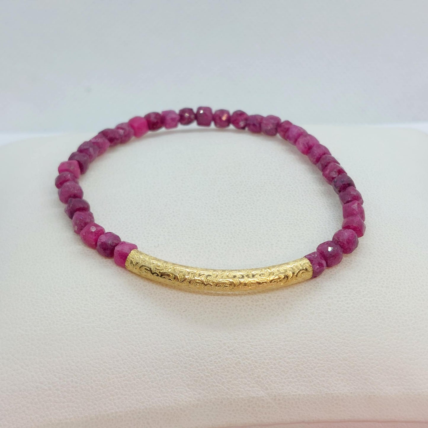 Natural Ruby Stone Bracelet with 4mm Stones