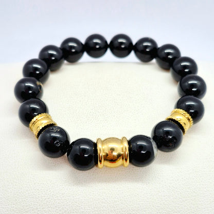 Natural Black Tourmaline Bracelet in 12mm Stone