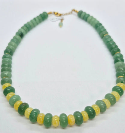 Natural Aventurine and Yellow Agate Necklace Choker
