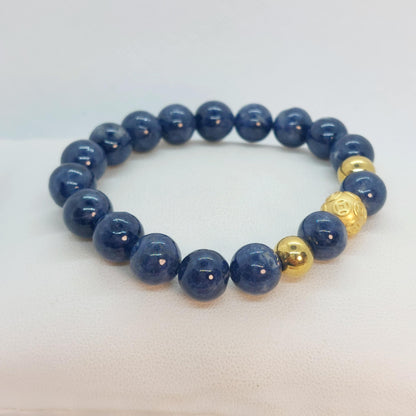 Natural AAA Sapphire Stone Set in 10mm Stones with Stainless Steel Gold Plated