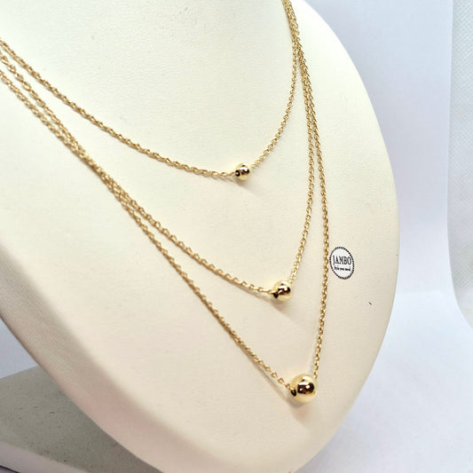 Triple Chain Necklace in 10K Solid Gold