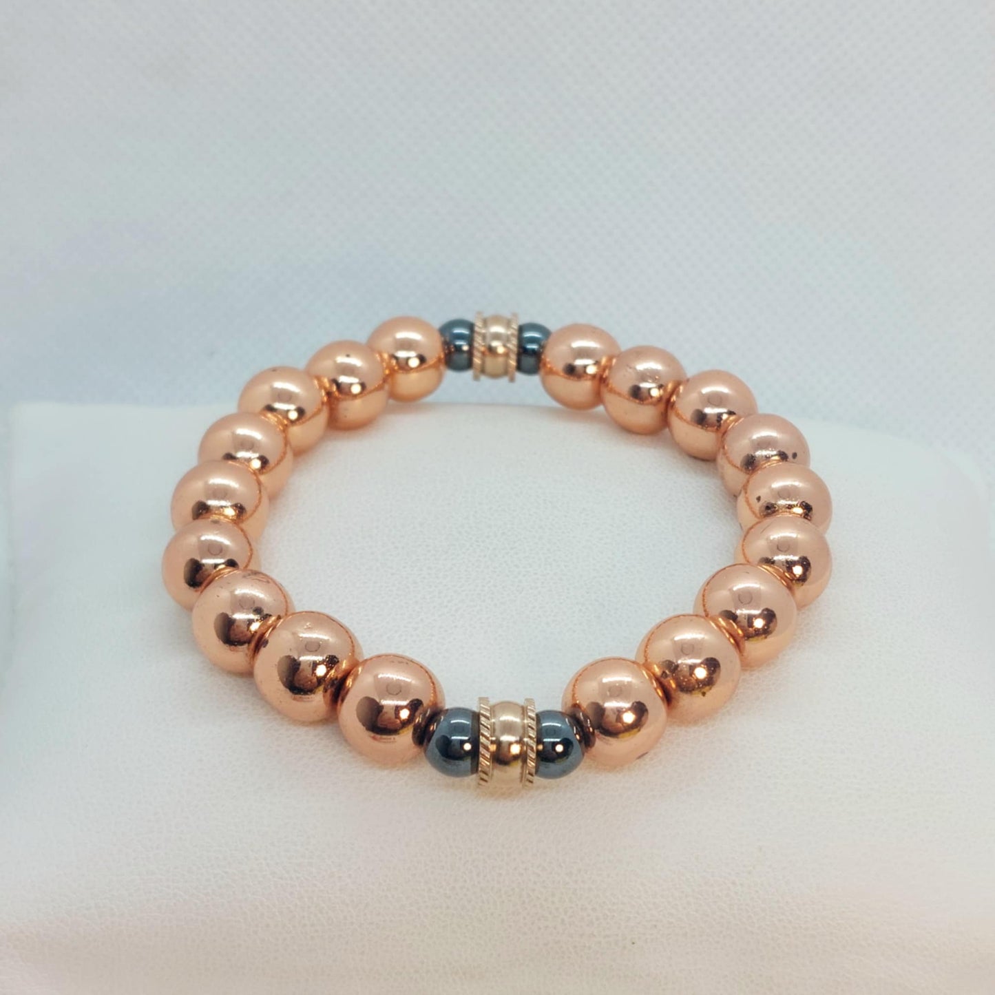 Natural Rose Gold Hematite Bracelet with 10mm Stones