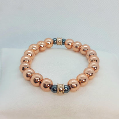 Natural Rose Gold Hematite Bracelet with 10mm Stones
