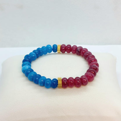 Natural Garnet and Blue Apatite Bracelet with 8x5mm Stones