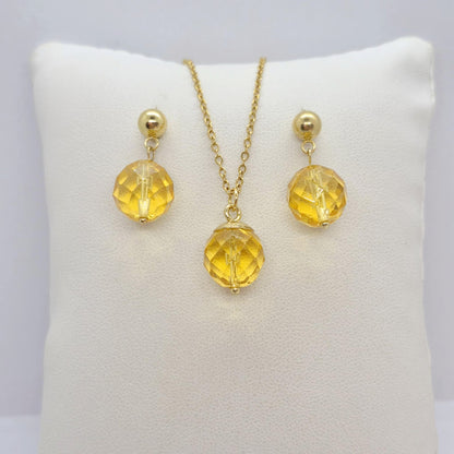 Natural Citrine Set with 12mm stones in Stainless Steel