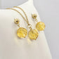 Natural Citrine Set with 12mm stones in Stainless Steel