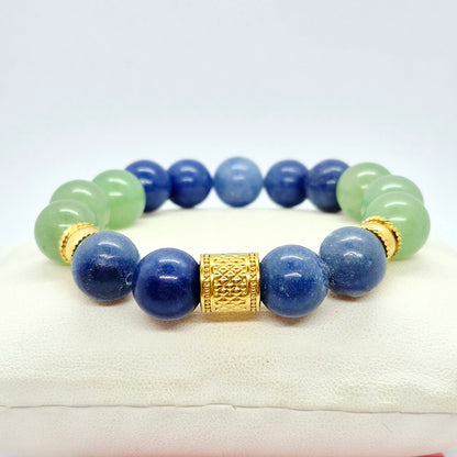 Natural Green and Blue Aventurine Bracelet in 12mm Stone