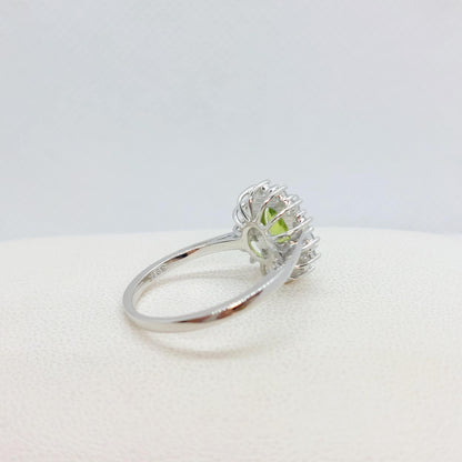 Natural Peridot Ring with 2ct Stone in Sterling Silver