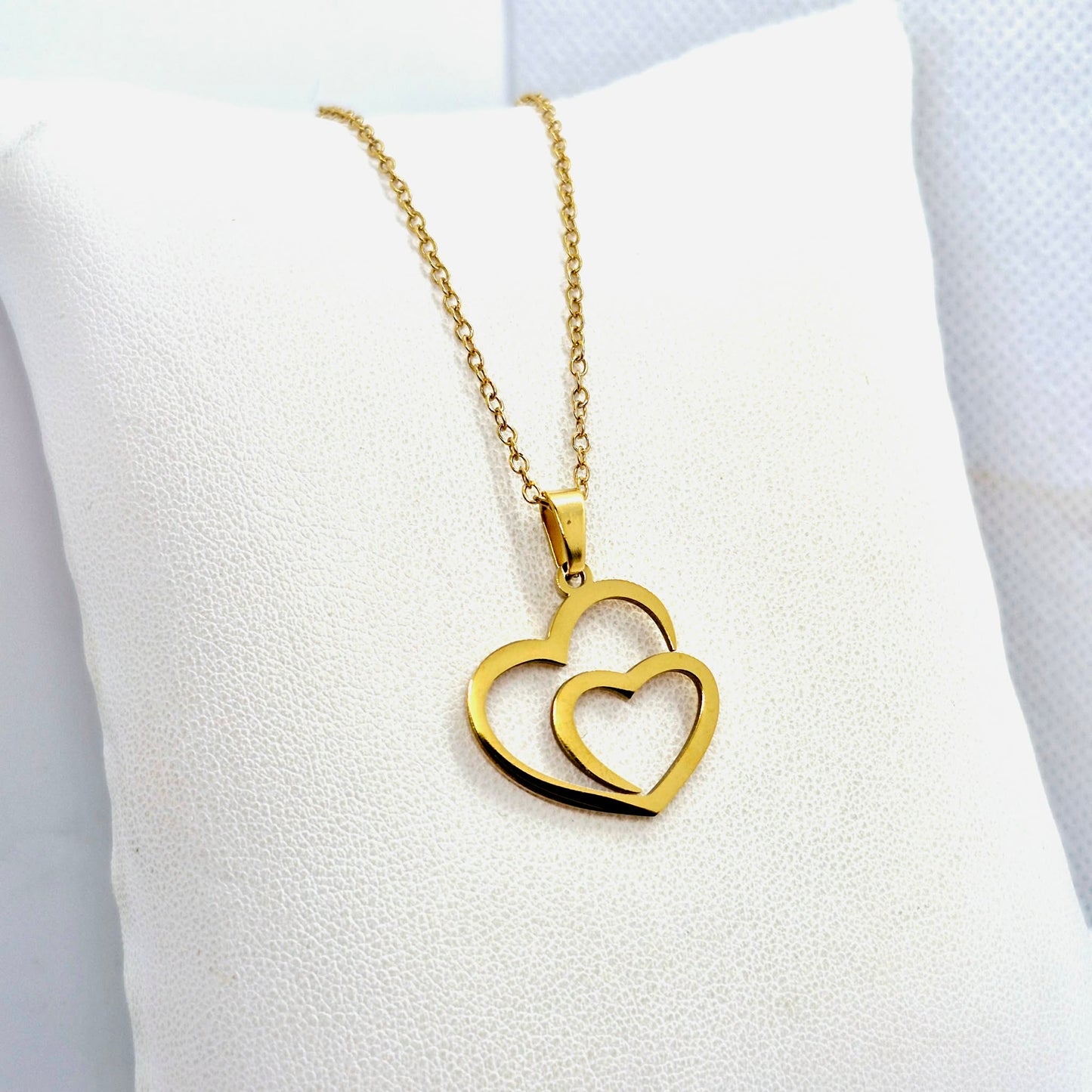 Heart in Heart Necklace in Gold Platted Stainless Steel