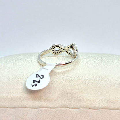 Infinity Ring in 925 Sterling Silver with Zircon Heart
