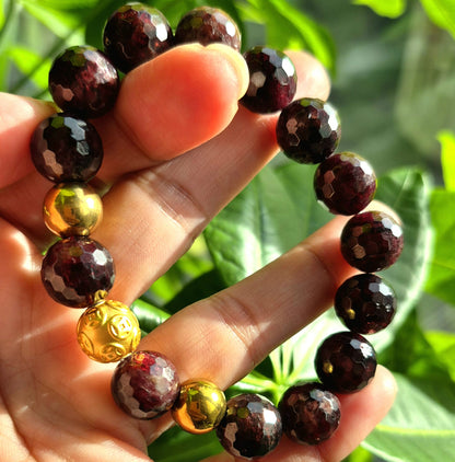 Natural Faceted Garnet Bracelet in 12mm Stone