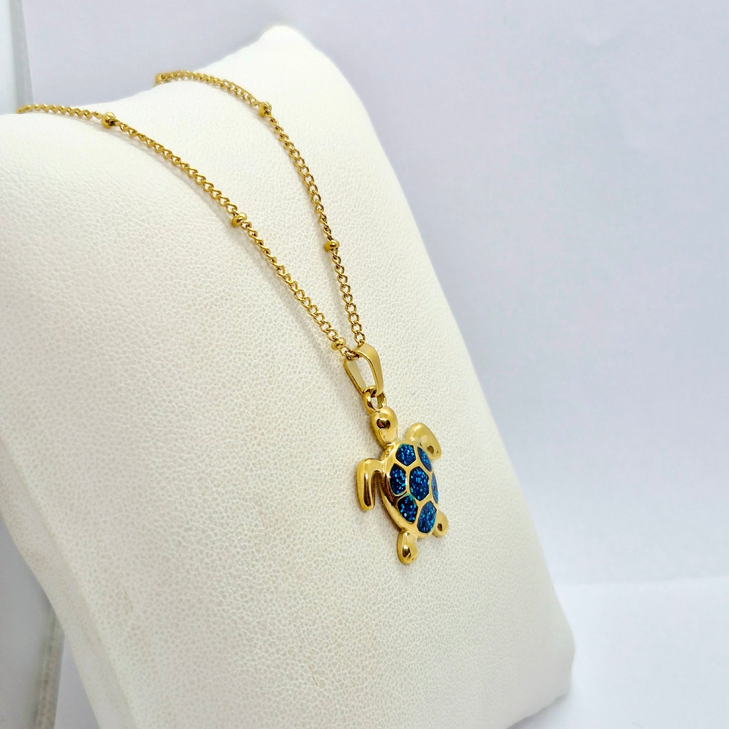 Turtle Pendant with Chain Necklace in Gold Platted Stainless Steel