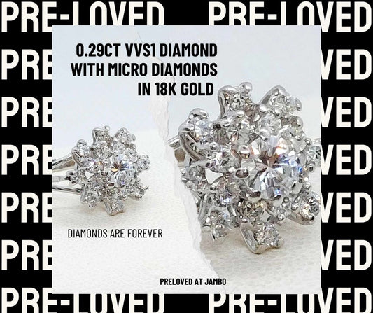18K White Gold Diamond 0,29ct VS1 Ring Made in Belgium Pre-Loved