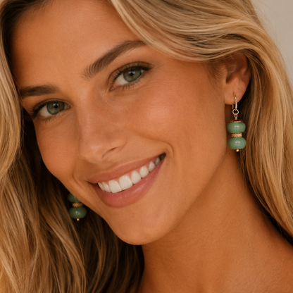 Natural Aventurine Earrings in Stainless Steel Gold Plated