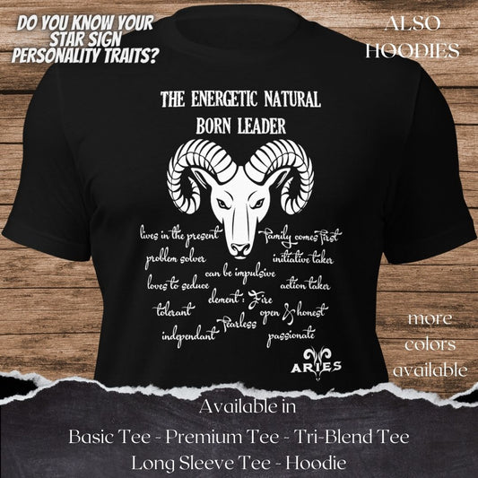 Aries Star Sign Personality Traits TShirt and Hoodie for Men and Women