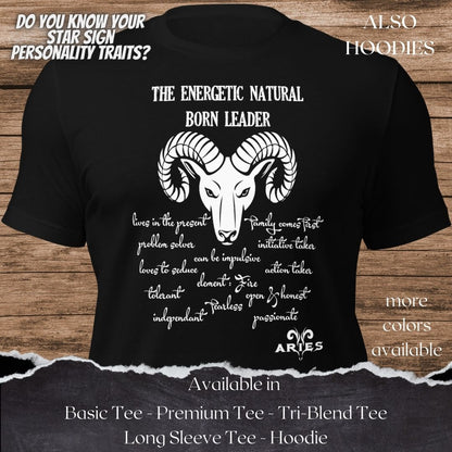 Aries Star Sign Personality Traits TShirt and Hoodie for Men and Women
