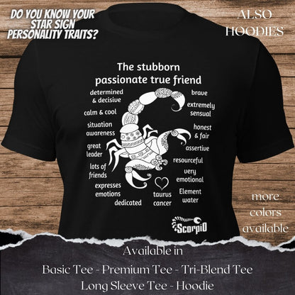 Scorpio Star Sign Personality Traits TShirt and Hoodie for Men and Women