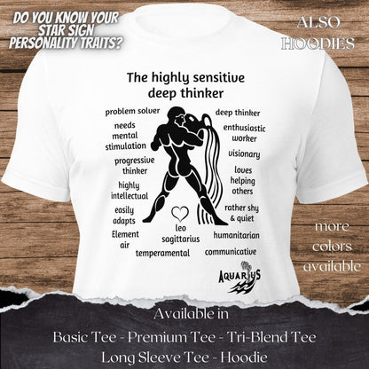 Aquarius Star Sign Personality Traits TShirt and Hoodie for Men and Women