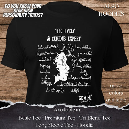 Gemini Star Sign Personality Traits TShirt and Hoodie for Men and Women