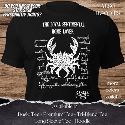 Cancer Star Sign Personality Traits TShirt and Hoodie for Men and Women