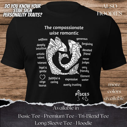 Pisces Star Sign Personality Traits TShirt and Hoodie for Men and Women