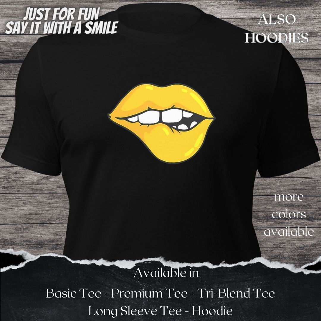 Bite My Lip Yellow TShirt and Hoodie is a Creative Graphic design for Men and  Women