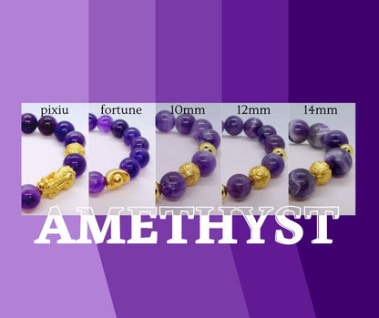 Natural Amethyst Bracelet in 10-12-14 mm Stones