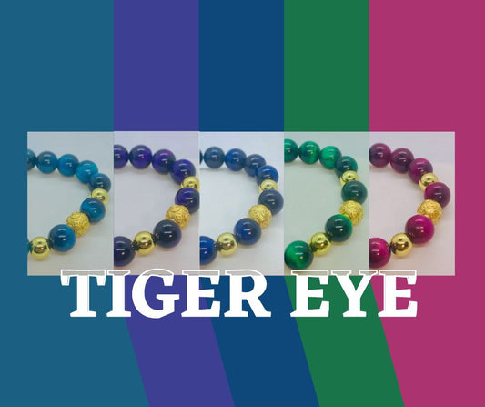 Pink Tiger Eye Stone Bracelet in 10mm Stones