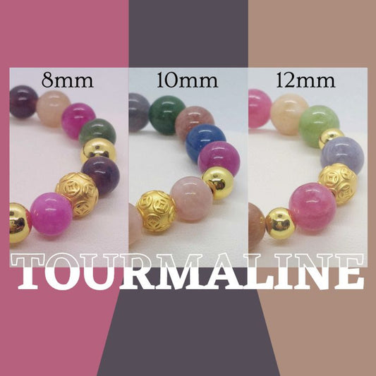 Natural Tourmaline Bracelet in 8-10-12mm Stones