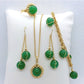 Natural Green Jade Set in solid 10K Gold