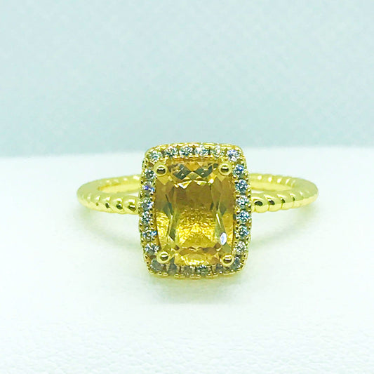 Natural Citrine Ring in Sterling Silver Gold Plated