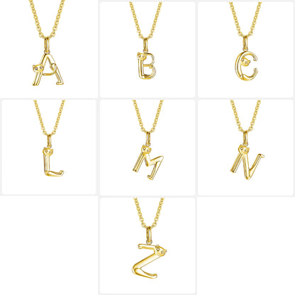 Initial T with Cute Cat Pendant with Stainless Steel Chain Necklace