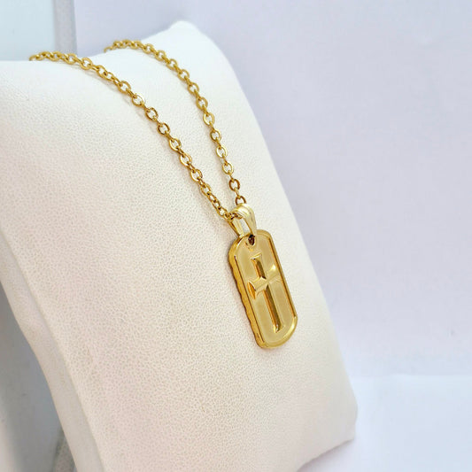 Cross Pendant with Chain Necklace in Gold Platted Stainless Steel