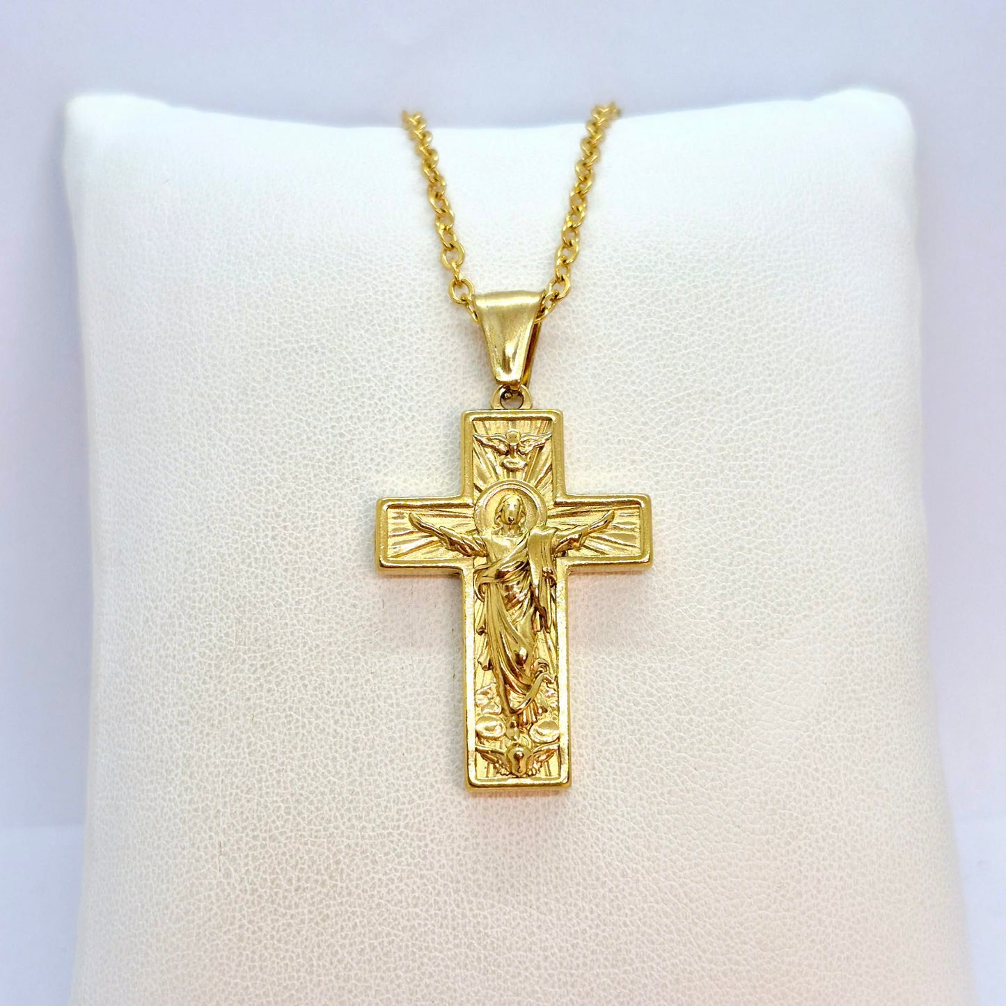 Cross Pendant with Chain Necklace in Gold Platted Stainless Steel (Copy)
