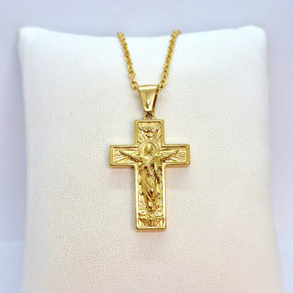 Cross Pendant with Chain Necklace in Gold Platted Stainless Steel (Copy)