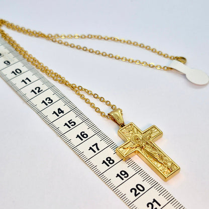 Cross Pendant with Chain Necklace in Gold Platted Stainless Steel (Copy)