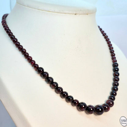Natural Dark Red Garnet Necklace with 4,6,8 and 10mm Stones