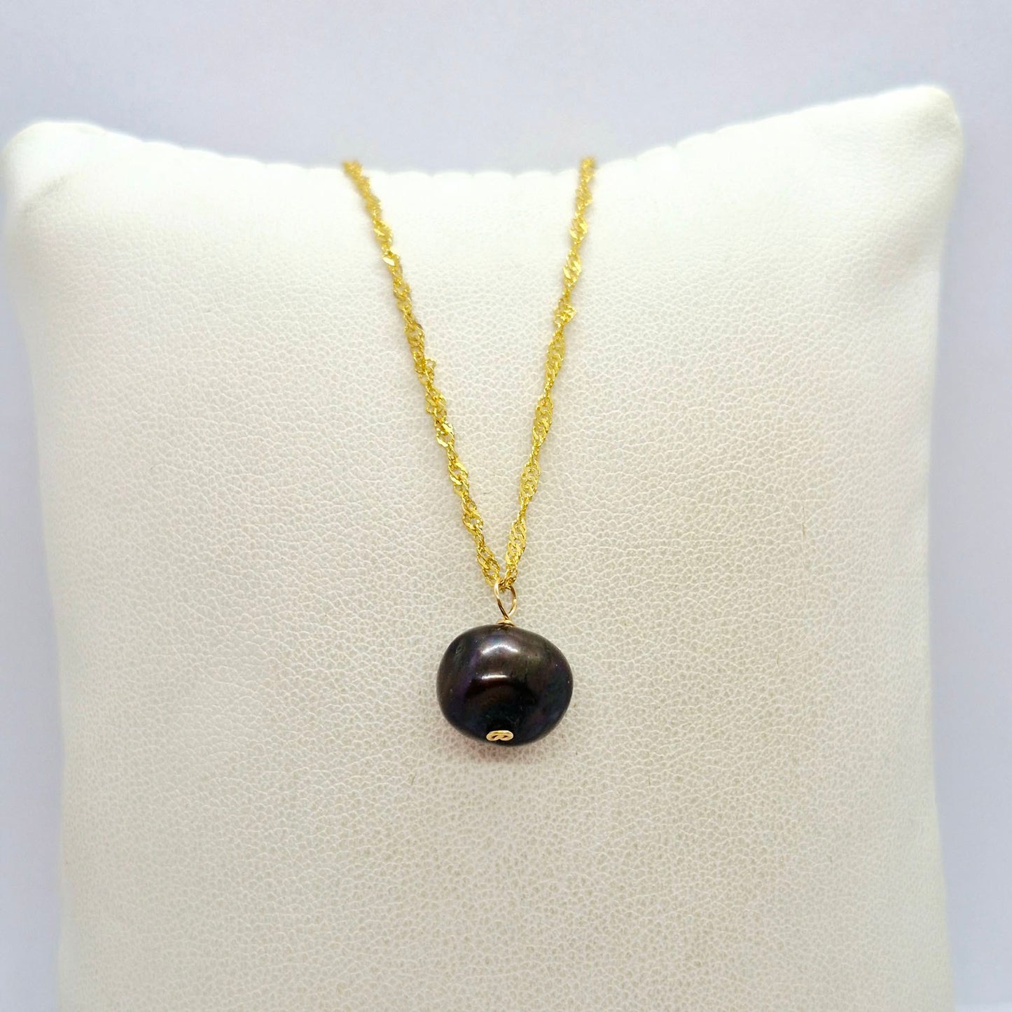 Natural Peacock Pearl Pendant with Gold Plated Stainless Steel Chain Necklace
