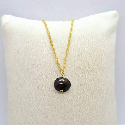 Natural Peacock Pearl Pendant with Gold Plated Stainless Steel Chain Necklace