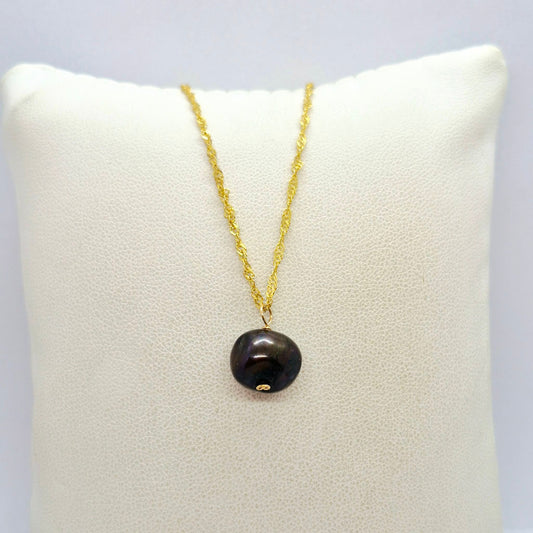 Natural Peacock Pearl Pendant with Gold Plated Stainless Steel Chain Necklace