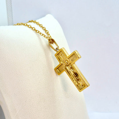 Cross Pendant with Chain Necklace in Gold Platted Stainless Steel (Copy)